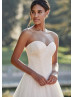 Strapless Ivory Lace Tulle Wedding Dress With Detchable Cape